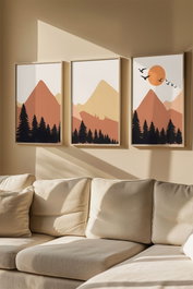 Wallity Artvmodel28-Ahsap Conjunto de 3 Pinturas Decorativas Enmarcadas Multicolor